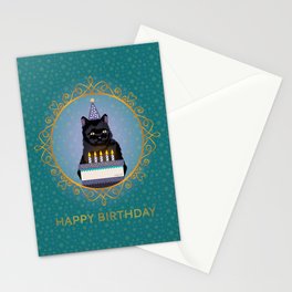 Black Cat Birthday Stationery Card