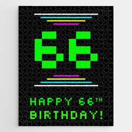 [ Thumbnail: 66th Birthday - Nerdy Geeky Pixelated 8-Bit Computing Graphics Inspired Look Jigsaw Puzzle ]