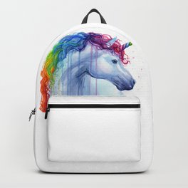 Magical Rainbow Unicorn Backpack | Unicornrainbow, Unicornportrait, Horse, Unicornwatercolor, Whimsical, Rainbowanimal, Rainbow, Nurseryprint, Magical, Illustration 