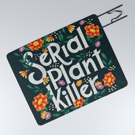 Serial plant killer lettering illustration with flowers and plants VECTOR Picnic Blanket
