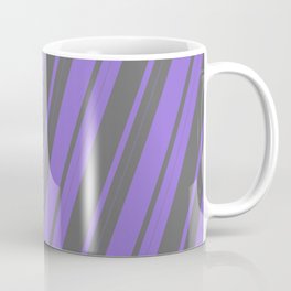[ Thumbnail: Purple and Dim Grey Colored Pattern of Stripes Coffee Mug ]