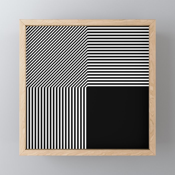 Geometric abstraction, black and white Framed Mini Art Print