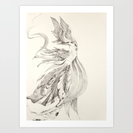 Fin and Feather Gown Art Print