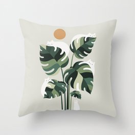 Cat and Plant 11 Throw Pillow