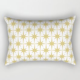 Midcentury Modern Atomic Starburst Pattern in Retro Gold and White Rectangular Pillow