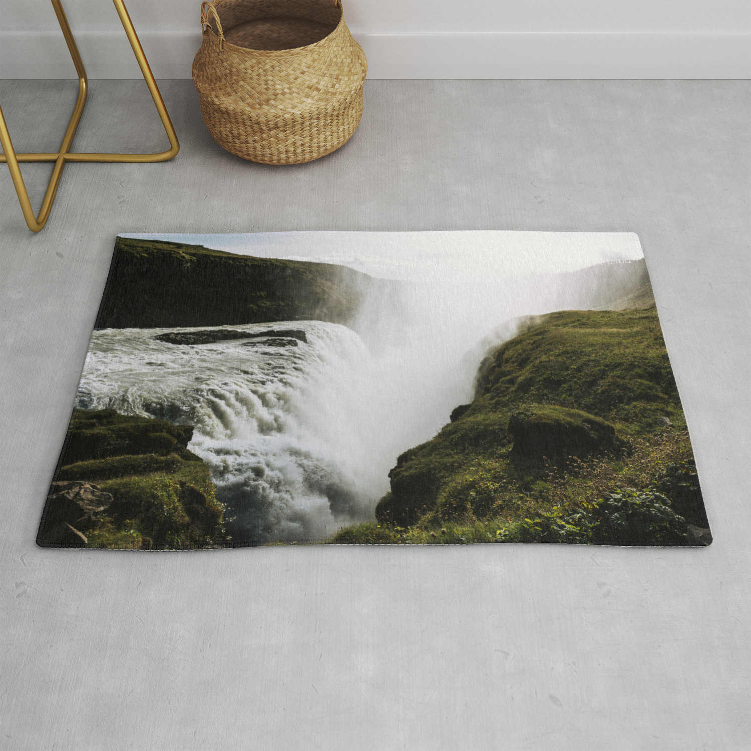 Gullfoss Waterfall In Iceland Landscape Photography Rug By Regnumsaturni
