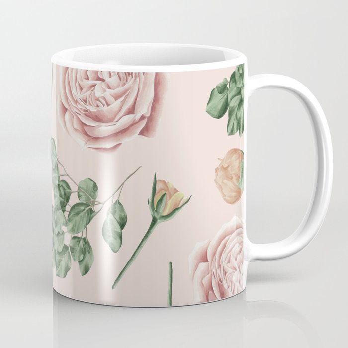 Flower Shop Roses on Blush Pink Coffee Mug