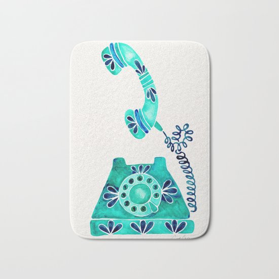 Vintage Rotary Phone – Turquoise Palette Bath Mat