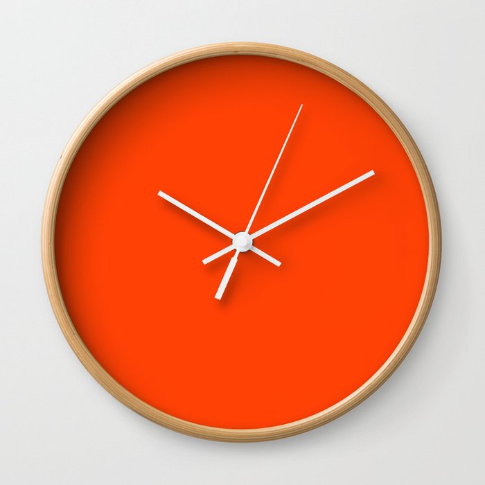 Bright Fluorescent Neon Orange Wall Clock