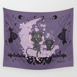 Black Cat Tsuki Wall Tapestry