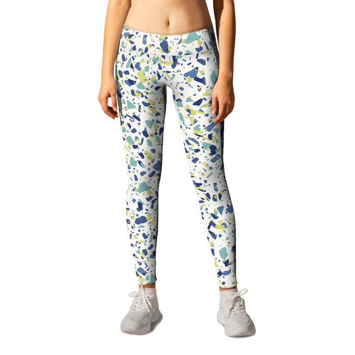 Terrazo in Blue, green and citron Leggings