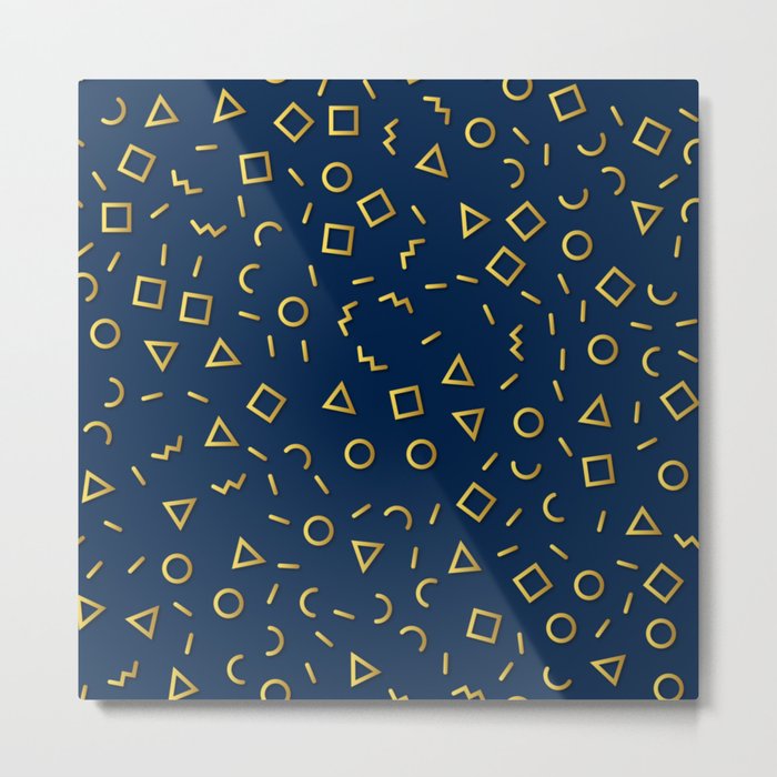 Blue & Yellow Color Geometric Pattern Metal Print