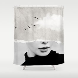 minimal collage /silence Shower Curtain