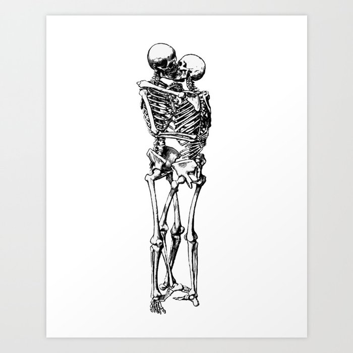 Kissing Skeleton Art Print