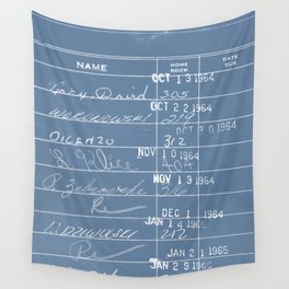Library Card 23322 Negative Blue Wall Tapestry
