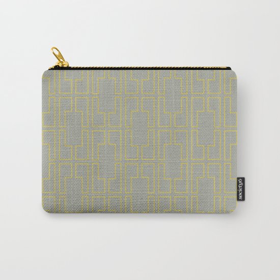 Simply Mid-Century Mod Yellow on Retro Gray Carry-All Pouch