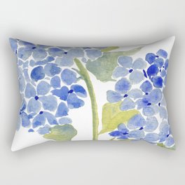 Blue Gouache Hydrangea Rectangular Pillow
