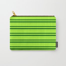 [ Thumbnail: Light Green & Dark Green Colored Lines/Stripes Pattern Carry-All Pouch ]