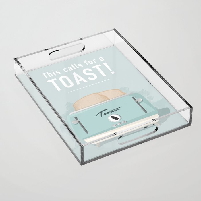 This calls for a toast - Retro Midcentury illustration with lettering Acrylic Tray
