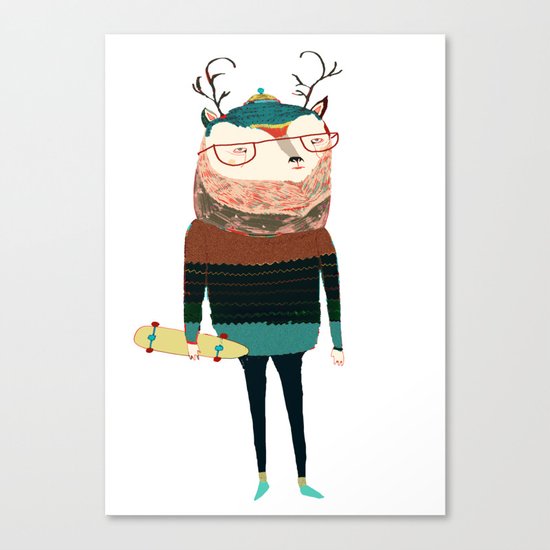 Deer, deer art, deer print, deer illustration, Canvas Print