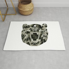 Fractured Geometric Bear Rug | Illustration, Nature, Animal, Black and White 