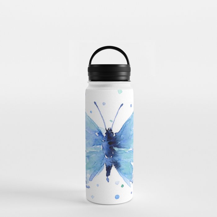 Blue Butterfly Watercolor Water Bottle