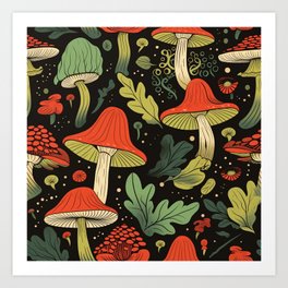 Floating Mushrooms Art Print