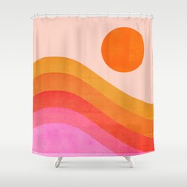 Abstraction_SUNSET_OCEAN_COLOR_POP_ART_Minimalism_009D Shower Curtain