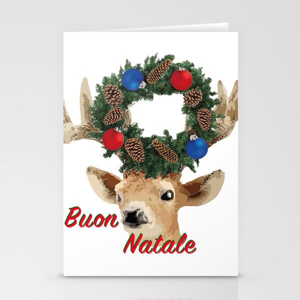 Buon Natale Cards.Buon Natale Italiano Merry Christmas Deer Stationery Cards By Carmenjc Society6