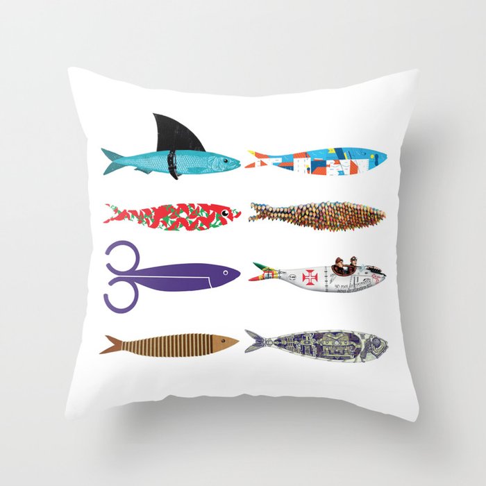 Sardines colored Throw Pillow