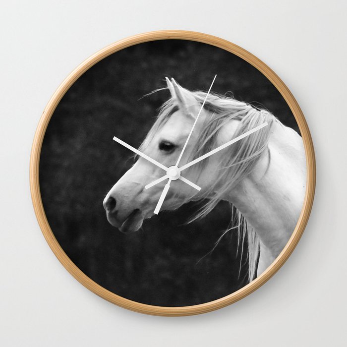 Arabian horse in black and white Wall Clock