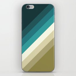 Green and blue retro diagonal stripes iPhone Skin