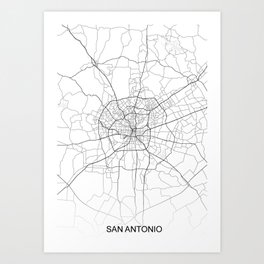 San Antonio street map Art Print