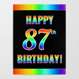 [ Thumbnail: Fun, Colorful, Rainbow Spectrum “HAPPY 87th BIRTHDAY!” Poster ]