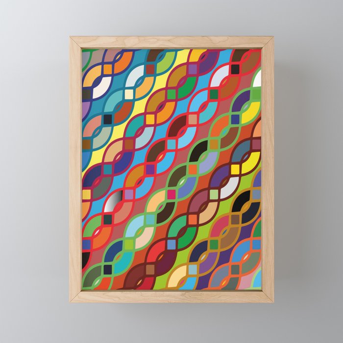 Seamless Geometric Multicolor Chain Pattern Framed Mini Art Print