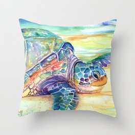 Rainbow Sea Turtle 2 Throw Pillow
