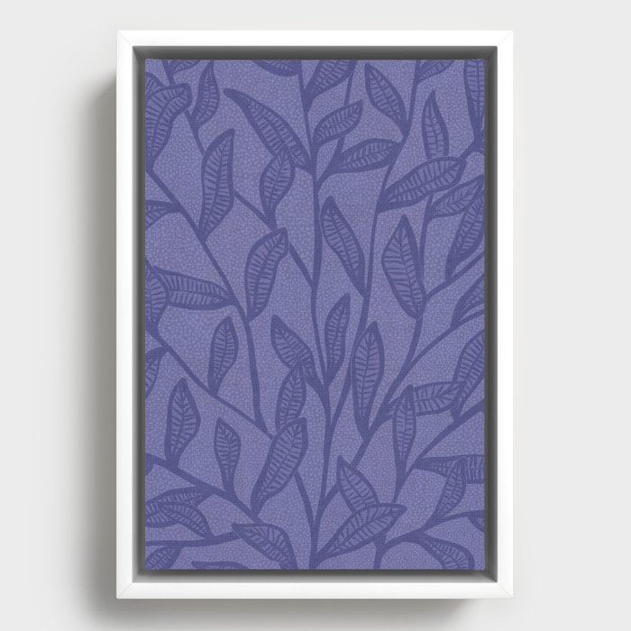 Very Peri Patterned Leaves Framed Canvas