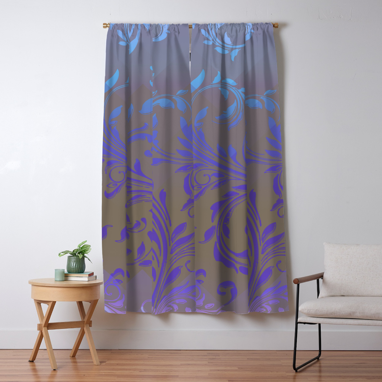 Ombre Damask Purple And Blue Blackout Curtain By Glimmersmith