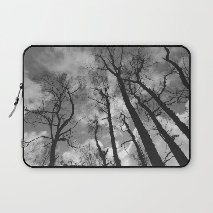 Birch Trees Perspective Scottish Highlands Style in Black and White Laptop Sleeve