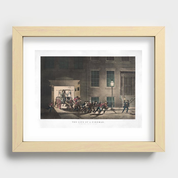 The Life Of A Fireman - The Night Alarm - Circa 1854 Recessed Framed Print