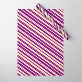 [ Thumbnail: Purple & Tan Colored Lines/Stripes Pattern Wrapping Paper ]