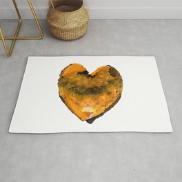 Big Romantic Orange Heart Art by Sharon Cummings Area & Throw Rug
