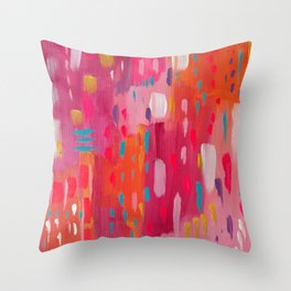 Pink and Orange Summer Abstract Art Throw Pillow