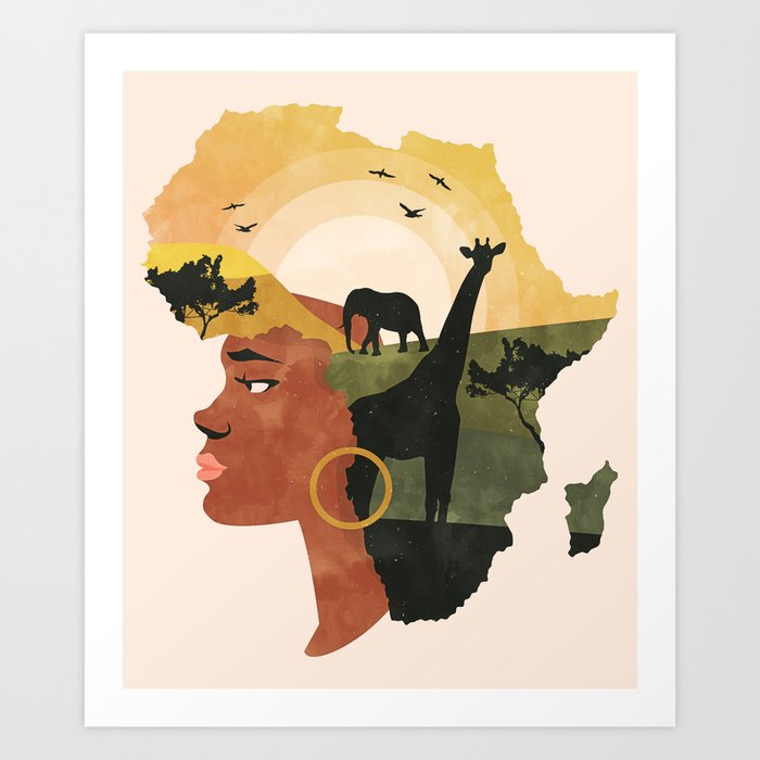 Africa Love #illustration #nature Art Print