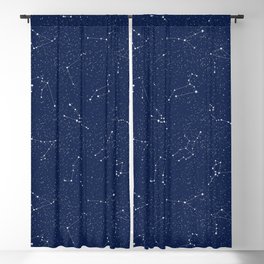 Zodiac Constellations with a Dark Blue Starry Sky Blackout Curtain