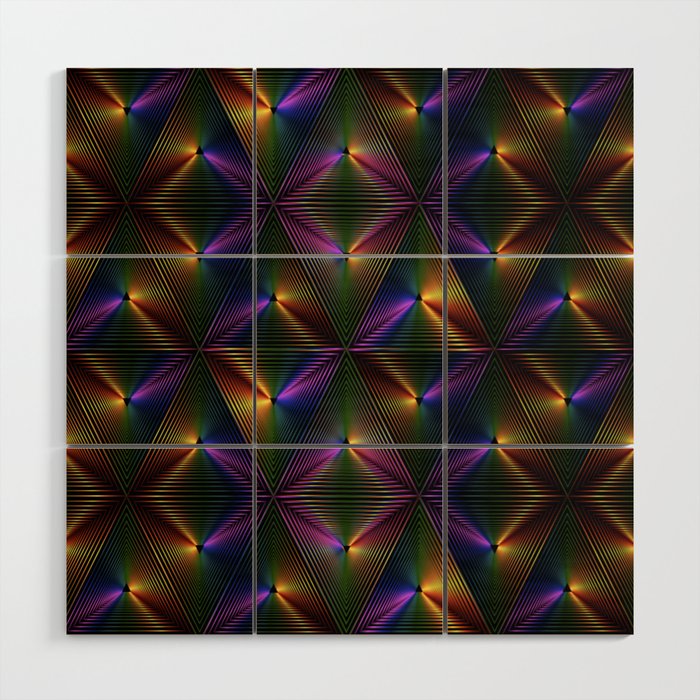 TRIANGULAR PURPLE AND GOLD PRISMATIC BACKGROUND. Wood Wall Art