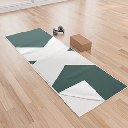 x (White & Dark Green Letter) Yoga Towel