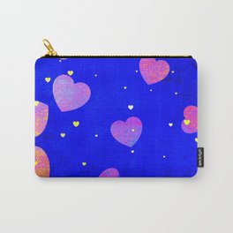 Floating Glitter Fairytale Hearts in Storybook Blue Sky Carry-All Pouch