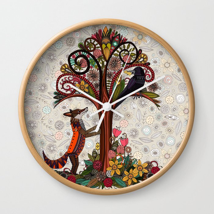 fox and crow Wall Clock