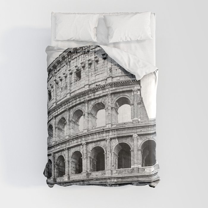 Colosseum Rome Black and White Comforter